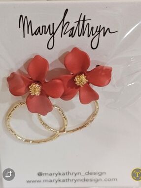 Mary Kathryn "Lillian" Flower Drop Earrings in Orange